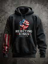 Men's “Rejecting Kings Since 1776â€?Print Long Sleeve Hoodie
