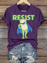 Women's  Portland Frog Art Print Casual T-Shirt