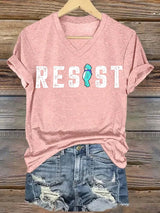 V-neck Women's  Portland Frog resist Print T-Shirt