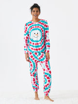 Christmas Snowman Print Family Matching Colorful Pajamas Sets with Christmas Socks Multi-color