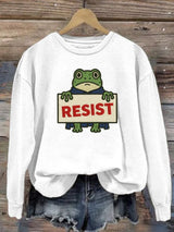 Women's Portland Frog Print Casual Sweatshirt