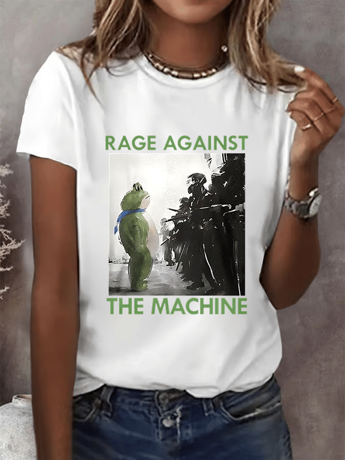 Women's  Portland Frog Resist  Printed Casual T-Shirt