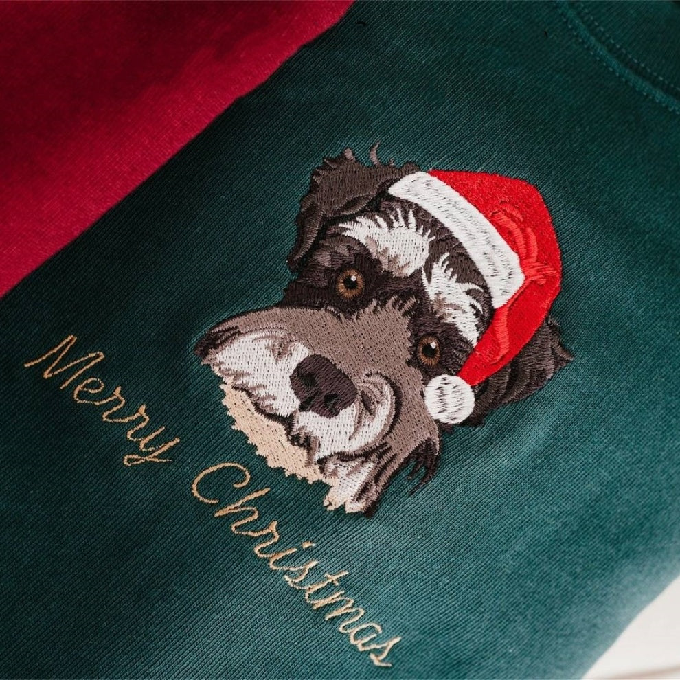 Sweat-shirt à capuche et portrait d'animal de compagnie brodé personnalisé, cadeau de Noël 