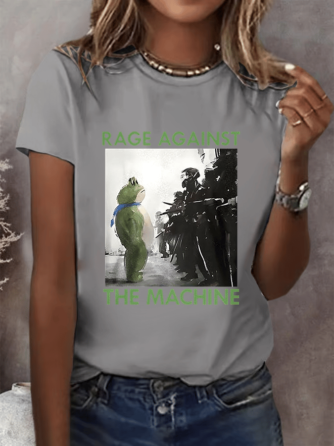 Women's  Portland Frog Resist  Printed Casual T-Shirt