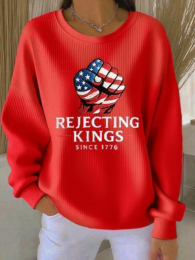 Women's “Rejecting Kings Since 1776â€?Knitted Sweatshirt