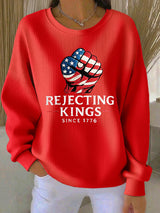 Women's “Rejecting Kings Since 1776â€?Knitted Sweatshirt