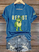 Women's FDT Portland Frog Protest Revolt Machine Print T-Shirt
