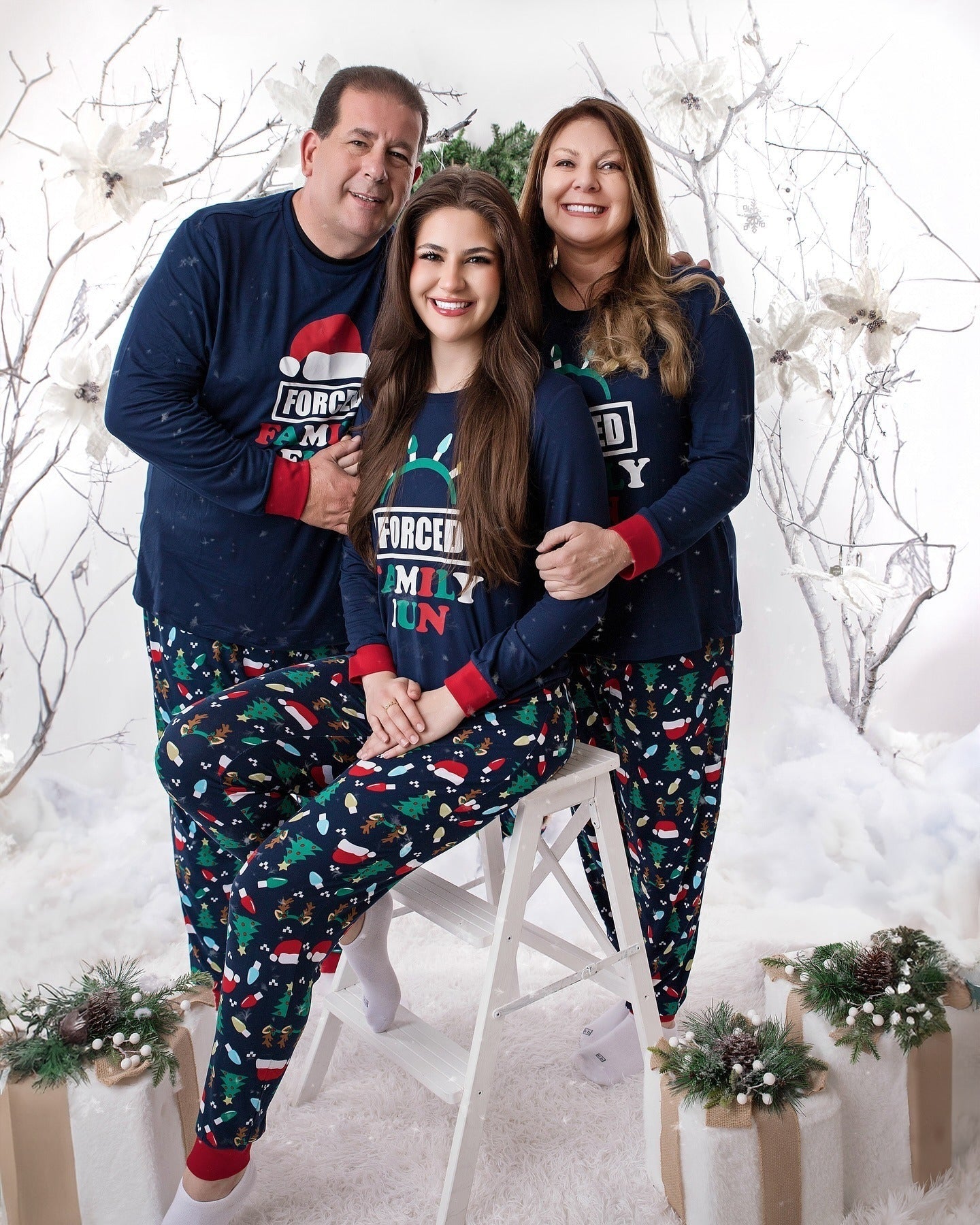 Blue Santa Hat Matching Family Christmas Pajamas-Dog Pajamas Include