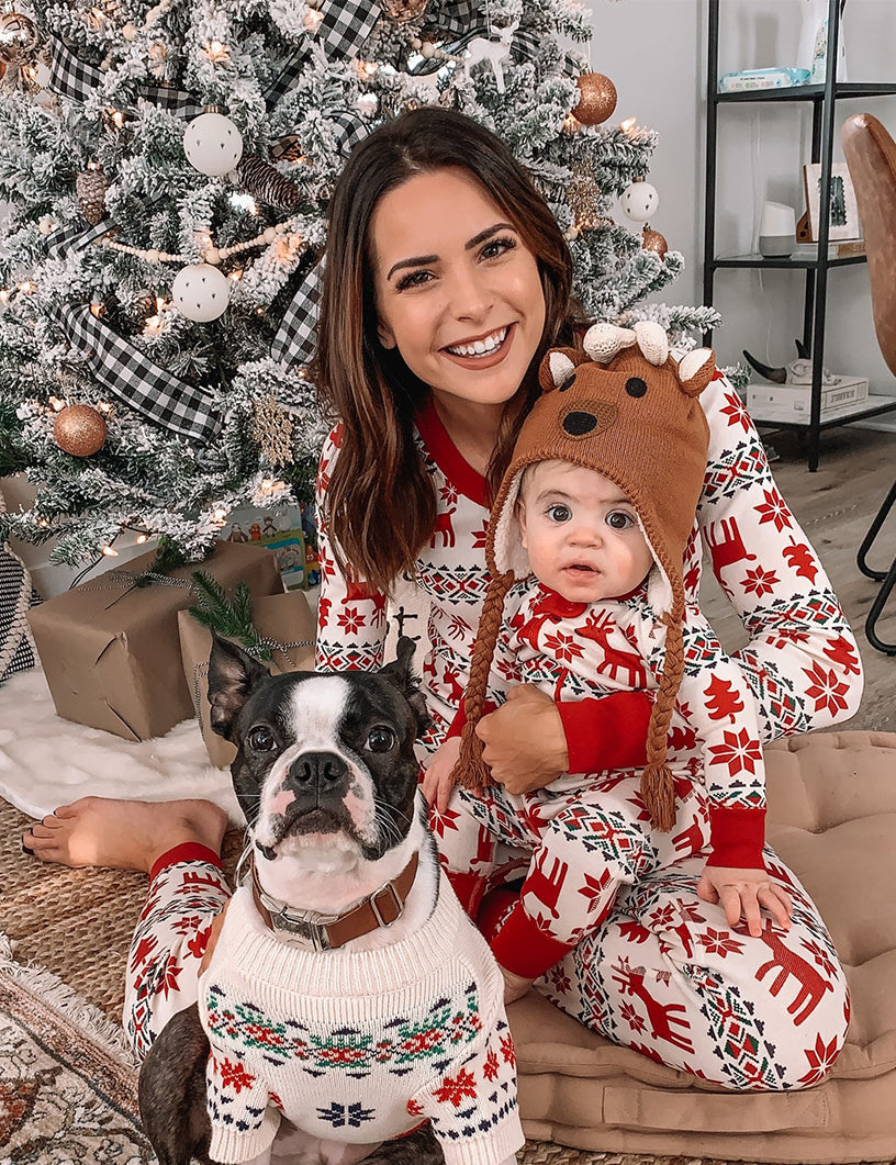 Christmas Deer and Snowflake Matching Family Christmas Pajamas-Dog Pajamas Included